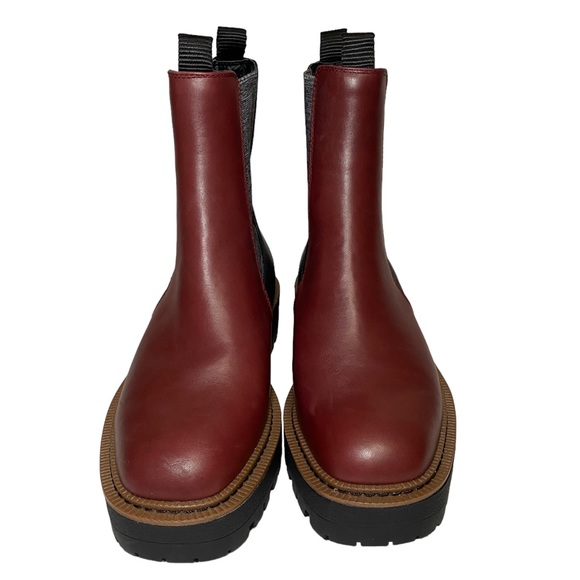 Sam Edelman LAGUNA CHELSEA lug leather BOOT womens 7.5 red GUC - Picture 4 of 10